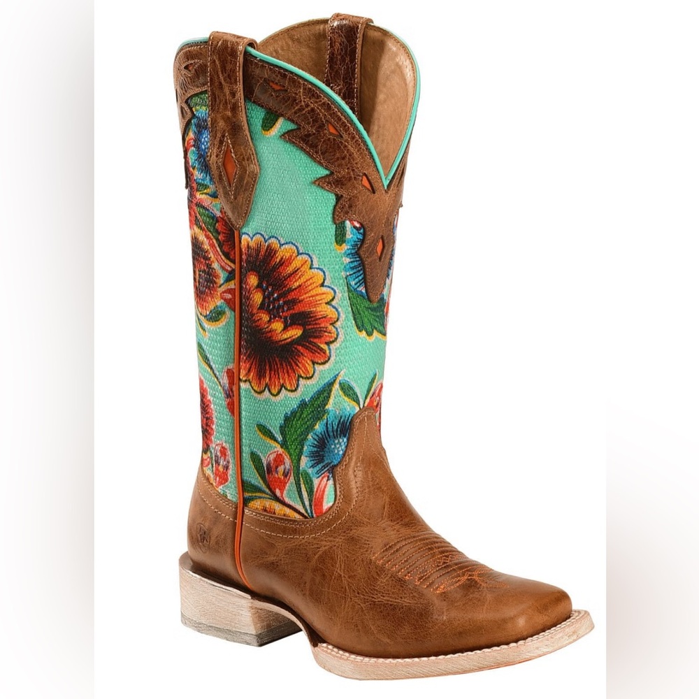 ARIAT WOMEN'S FLORAL TEXTILE CIRCUIT CHAMPION WESTERN BOOTS - BROAD SQUARE TOE